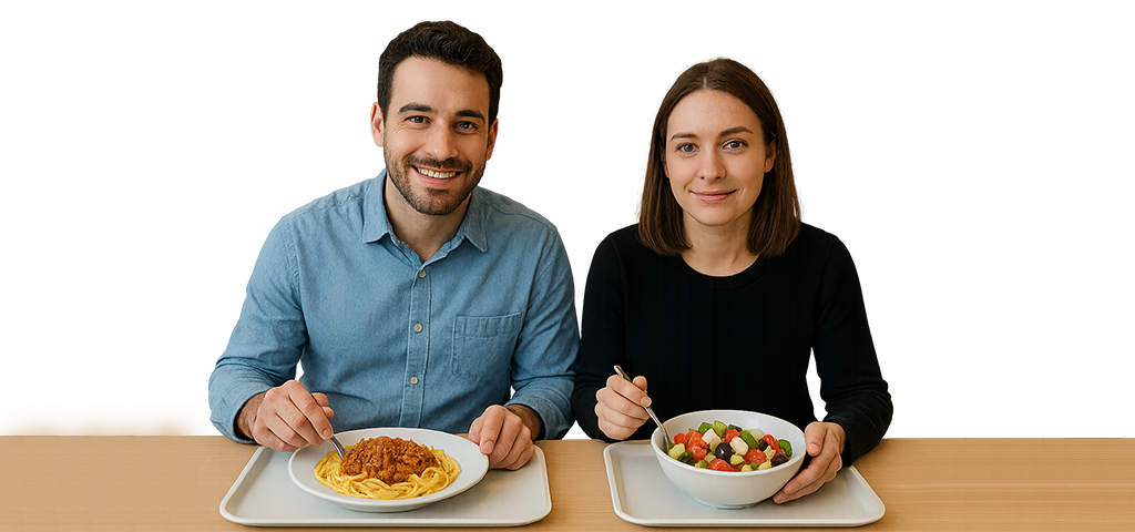 Zwei Personen in Kantine